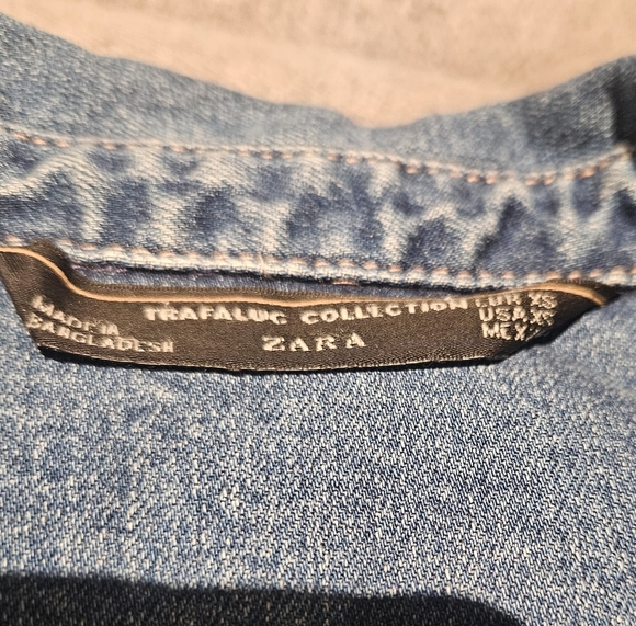 Zara Trafaluc Collection Stretch Denim Button-down Mini Dress sz XS - Picture 5 of 6